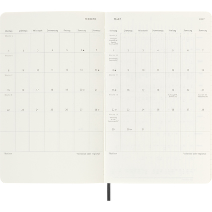 Moleskine® Buchkalender Large 2027 Softcover schwarz Produktbild pa_produktabbildung_4 XL
