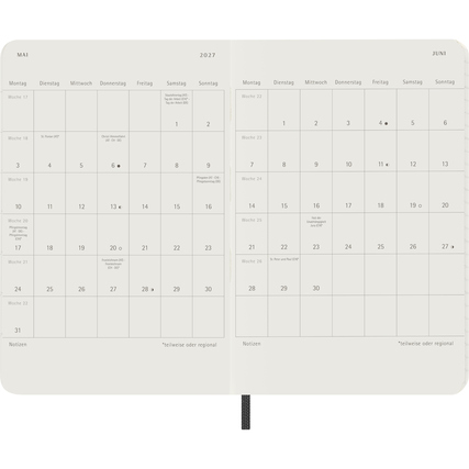 Moleskine® Taschenkalender Pocket 2027 Softcover schwarz Produktbild pa_produktabbildung_4 XL