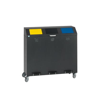VAR Wertstoffsammelbehälter WSS 108 rechteckig 108 x 97 x 43,9 cm (B x H x T) 3 x 65l ohne Griffrand Stahlblech eisenglimmer 3 Sortierfächer