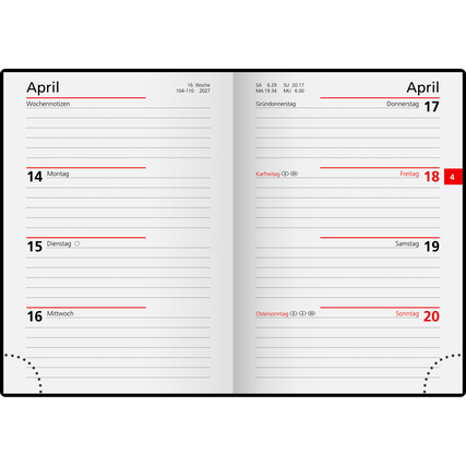 rido/idé Taschenkalender perfect/Technik I 2027 Kunststoff bordeaux Produktbild pa_produktabbildung_2 XL