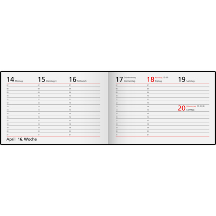 rido/idé Taschenkalender Septimus DIN A6 quer 2027 Kunststoff schwarz Produktbild pa_produktabbildung_2 XL