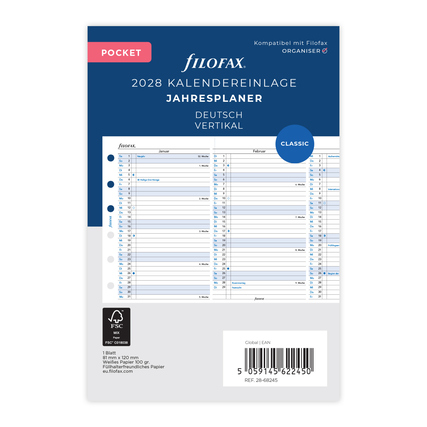 FILOFAX Einlage Kalender exklusiv Pocket 2028 Produktbild pa_produktabbildung_1 XL