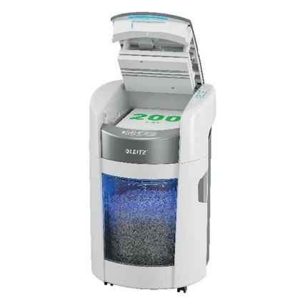 Leitz Aktenvernichter IQ OptiMax Small Office 200 P-5 Papier, Heftklammern, Büroklammern, Kreditkarten Partikelschnitt