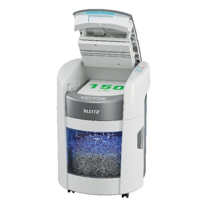 Leitz Aktenvernichter IQ OptiMax Home Office 150 P-4 Papier, Heftklammern, Büroklammern, Kreditkarten Partikelschnitt