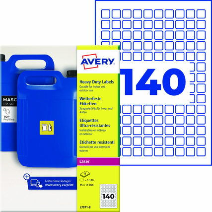 Avery Zweckform Folienetikett 15 x 15 mm (B x H) weiß 1.120 Etik./Pack.