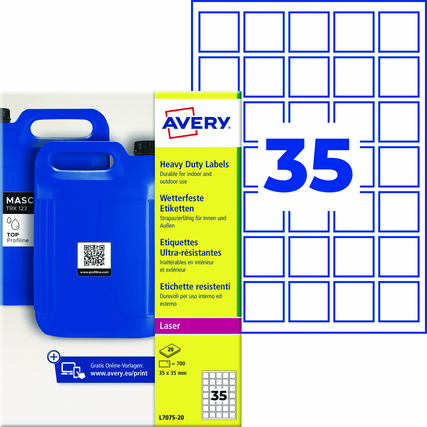 Avery Zweckform Folienetikett 35 x 35 mm (B x H) weiß 700 Etik./Pack.