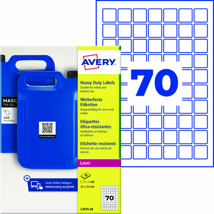 Avery Zweckform Folienetikett 25 x 25 mm (B x H) weiß 1.400 Etik./Pack.