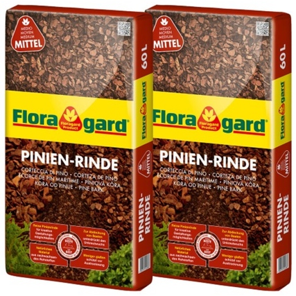 Floragard Mulch Pienienrinde Beete, Wege 2 x 60 l/Pack.