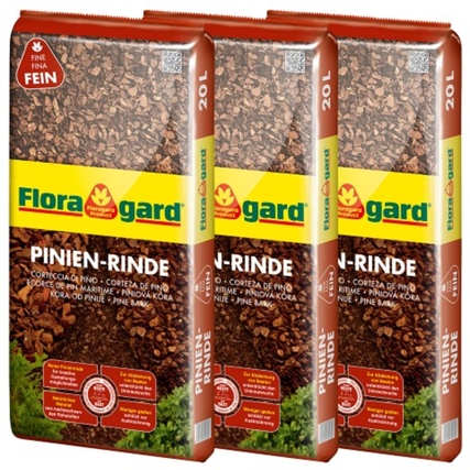 Floragard Mulch Pinienrinde Beete, Gartenflächen 3 x 20 l/Pack.