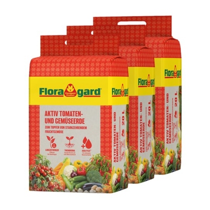 Floragard Gartenerde Tomaten- und Gemüseerde 3 x 20 l/Pack.