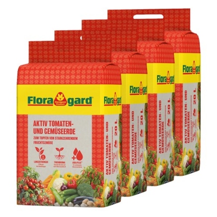 Floragard Gartenerde Tomaten- und Gemüseerde 4 x 20 l/Pack.
