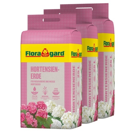 Floragard Gartenerde rosa, weiße Hortensien 3 x 25 l/Pack.