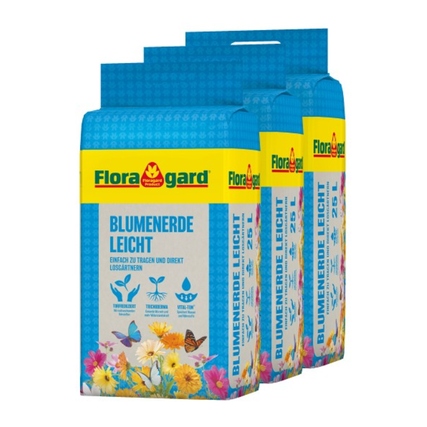 Floragard Blumenerde Leicht Universal 3 x 25 l/Pack.