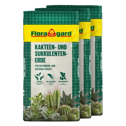 Floragard Blumenerde Kakteen, Sukkulenten 3 x 10 l/Pack.
