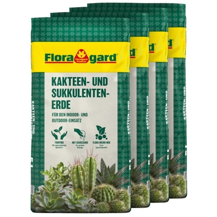 Floragard Blumenerde Kakteen, Sukkulenten 4 x 10 l/Pack.