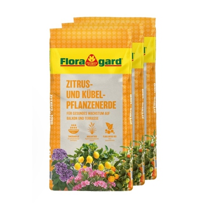 Floragard Blumenerde Zitrus- und Kübelpflanzen 3 x 18 l/Pack.