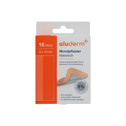 aluderm® Pflaster klassisch 8 x 10 cm (B x L) Textilstoff, aluminiumbedampft braun 10 St./Pack.