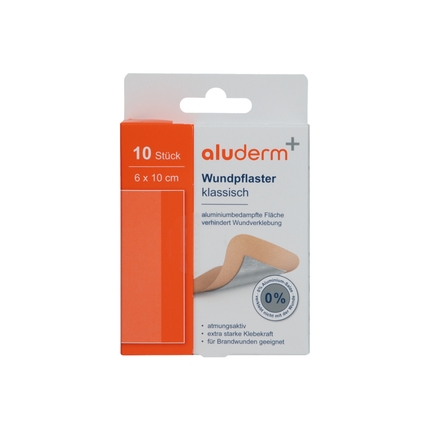 aluderm® Pflaster klassisch 6 x 10 cm (B x L) Textilstoff, aluminiumbedampft braun 10 St./Pack.