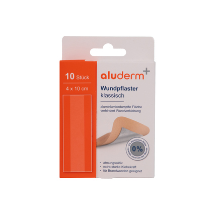 aluderm® Pflaster klassisch 4 x 10 cm (B x L) Textilstoff, aluminiumbedampft braun 10 St./Pack.