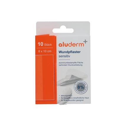 aluderm® Pflaster sensitiv 8 x 10 cm (B x L) Textilstoff, aluminiumbedampft weiß 10 St./Pack.