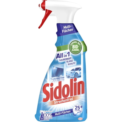 Sidolin Glasreiniger Streifenfrei All in 1 fruchtig 10-11 Kunststoff, 100 % recycelt 0,5l