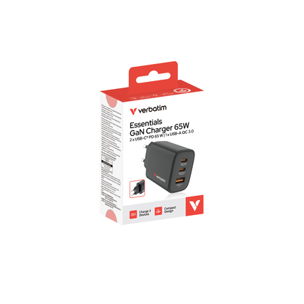 Verbatim Reisenetzteil Essentials GaN schwarz Produktbild pa_produktabbildung_2 XL