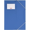 Transluzente, azurblaue Sammelmappe mit einem Einsteckfach und Gummibandverschluss.