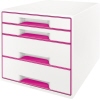 Leitz Schubladenbox WOW CUBE 4 Schubladen pink/weiß Produktbild pa_produktabbildung_1 S