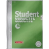 Collegeblock mit grüner Titelseite, Spiralbindung und Rückenpappe, DIN A4, blanko.