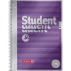 Doppelt spiralf Binding Din A4 Collegeblock mit lila Deckblatt und Aufschrift 'Student'.