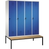 C+P Kleiderspind Evolo 4 Abteile mit untergebauter Sitzbank 1.600 x 2.090 x 815 mm (B x H x T) lichtgrau A010858T
