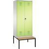 C+P Kleiderspind Evolo mit untergebauter Sitzbank 800 x 2.090 x 815 mm (B x H x T) lichtgrau A010861B