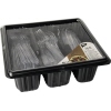 Schwarze Besteck-Box mit 165 transparenten Besteckteilen in praktischer Fächeranordnung.