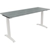 Schreibtisch all in one 1.600 x 650-850 x 600 mm (B x H x T) Flachkufe Quadratrohr beton hell A012537U