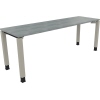 Schreibtisch all in one 2.000 x 680-820 x 600 mm (B x H x T) Vierfuß Quadratrohr beton hell A012543G