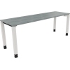 Schreibtisch all in one 2.000 x 680-820 x 600 mm (B x H x T) Vierfuß Quadratrohr beton hell A012543J