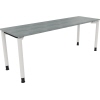 Schreibtisch all in one 2.000 x 680-820 x 600 mm (B x H x T) Vierfuß Rundrohr beton hell A012543W