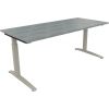 Schreibtisch all in one 1.800 x 650-850 x 800 mm (B x H x T) Flachkufe Quadratrohr beton hell