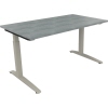 Schreibtisch all in one 1.400 x 650-850 x 800 mm (B x H x T) Flachkufe Quadratrohr beton hell