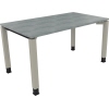 Schreibtisch all in one 1.400 x 680-820 x 800 mm (B x H x T) Vierfuß Quadratrohr beton hell A012549W