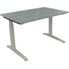 Schreibtisch all in one 1.200 x 650-850 x 800 mm (B x H x T) Flachkufe Quadratrohr beton hell A012560R