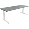 Schreibtisch all in one 2.000 x 650-850 x 800 mm (B x H x T) Flachkufe Quadratrohr beton hell A012567A