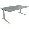 Schreibtisch all in one 1.800 x 650-850 x 1.000 mm (B x H x T) Flachkufe Quadratrohr beton hell A012568Z