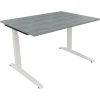 Schreibtisch all in one 1.200 x 650-850 x 900 mm (B x H x T) Flachkufe Quadratrohr beton hell A012572D