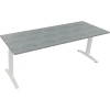 Schreibtisch all in one 2.000 x 650-850 x 700 mm (B x H x T) Flachkufe Quadratrohr beton hell A012610C