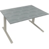 Schreibtisch all in one 1.400 x 645-1.275 x 900 mm (B x H x T) beton hell