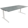 Schreibtisch all in one 2.000 x 650-850 x 1.000 mm (B x H x T) Flachkufe Quadratrohr beton hell A012622P