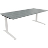 Schreibtisch all in one 2.000 x 650-850 x 900 mm (B x H x T) Flachkufe Quadratrohr beton hell A012623Z