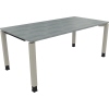 Schreibtisch all in one 1.800 x 680-820 x 900 mm (B x H x T) Vierfuß Quadratrohr beton hell A012625S