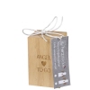 Holzbox mit Magnetverschluss, beschriftet mit "ANGEL TO GO", enthält eine Engelfigur.